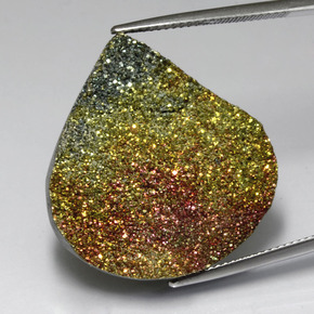 Pyrite arc-en-ciel Multicolore naturelle En forme de poire, 33.73 ct, Opaque