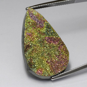 Pyrite arc-en-ciel multicolore naturelle en forme de poire, 16,45 ct, opaque