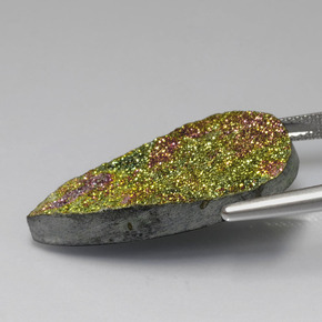 Pyrite arc-en-ciel multicolore naturelle en forme de poire, 16,45 ct, opaque