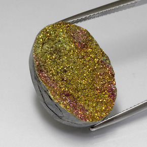 Pyrite arc-en-ciel multicolore naturelle coupe ovale, 18,80 ct, opaque