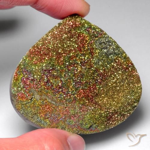 130.91ct Naturel Multicolore Pyrite arc-en-ciel, En forme de poire, Opaque