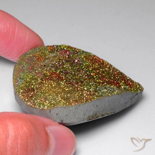 Pyrite arc-en-ciel Multicolore naturelle En forme de poire, 130.91 ct, Opaque
