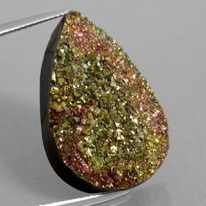Pyrite arc-en-ciel multicolore naturelle en forme de poire, 20,08 ct, opaque