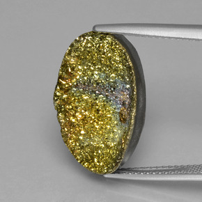 Pyrite arc-en-ciel multicolore naturelle coupe ovale, 12,80 ct, opaque