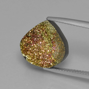 Pyrite arc-en-ciel multicolore naturelle en forme de poire, 6,93 ct, opaque