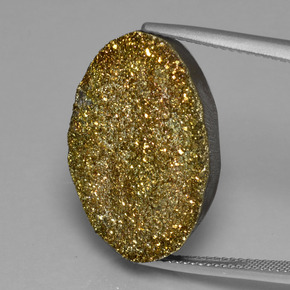 Pyrite arc-en-ciel multicolore naturelle coupe ovale, 17,40 ct, opaque