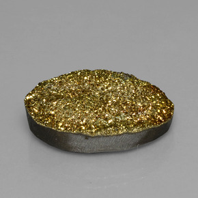 Pyrite arc-en-ciel multicolore naturelle coupe ovale, 17,40 ct, opaque