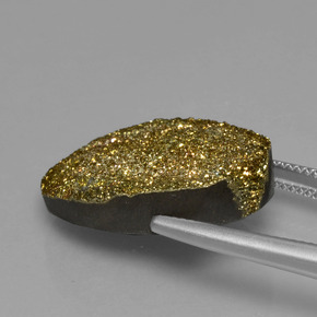 Pyrite arc-en-ciel multicolore naturelle coupe ovale, 17,40 ct, opaque