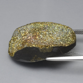 Pyrite arc-en-ciel multicolore naturelle coupe ovale, 30,22 ct, opaque