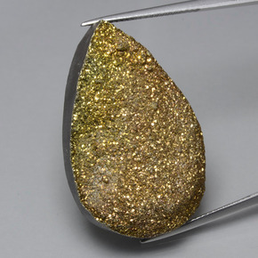 Pyrite arc-en-ciel multicolore naturelle en forme de poire, 42,88 ct, opaque