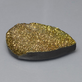 Pyrite arc-en-ciel multicolore naturelle en forme de poire, 42,88 ct, opaque