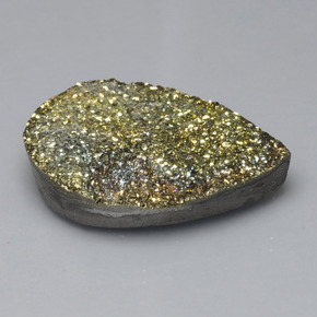 Pyrite arc-en-ciel jaune naturelle en forme de poire, 36,37 ct, opaque