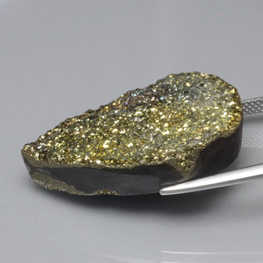 Pyrite arc-en-ciel jaune naturelle en forme de poire, 36,37 ct, opaque