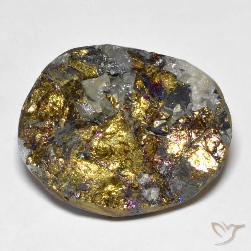 Pyrite arc-en-ciel multicolore naturelle forme fantaisie, 32,58 ct, opaque
