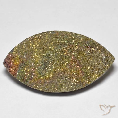 25.84ct Naturel Multicolore Pyrite arc-en-ciel, Marquise, Opaque
