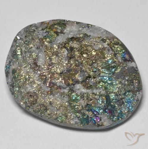 Pyrite arc-en-ciel Multicolore naturelle Fantaisie, 43.56 ct, Opaque