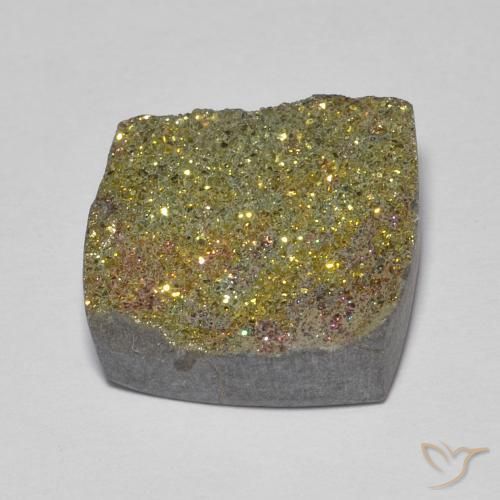 Pyrite arc-en-ciel Multicolore naturelle Carré, 6.15 ct, Opaque