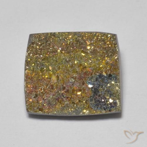Pyrite arc-en-ciel Multicolore naturelle Carré, 5.14 ct, Opaque