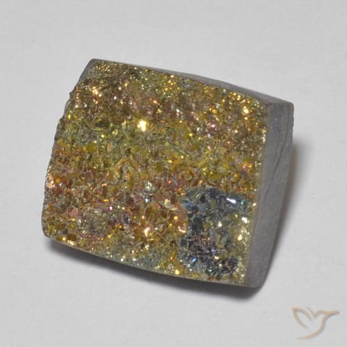 Pyrite arc-en-ciel Multicolore naturelle Carré, 5.14 ct, Opaque