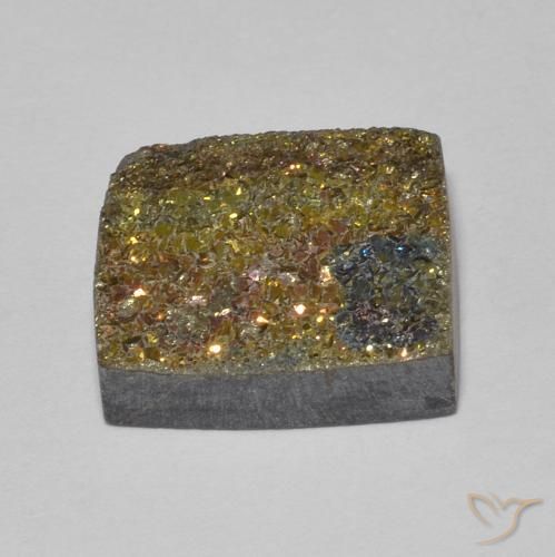 Pyrite arc-en-ciel Multicolore naturelle Carré, 5.14 ct, Opaque