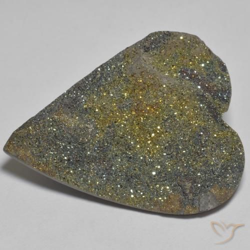 37.39ct Naturel Multicolore Pyrite arc-en-ciel, Cœur, Opaque
