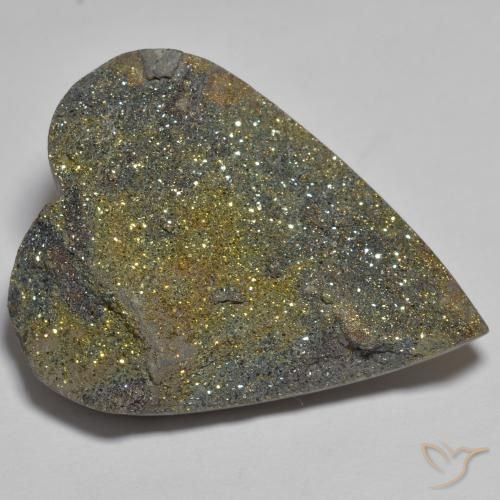 Pyrite arc-en-ciel Multicolore naturelle Cœur, 37.39 ct, Opaque