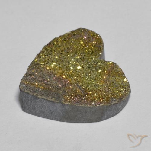 Pyrite arc-en-ciel Multicolore naturelle Cœur, 9.02 ct, Opaque