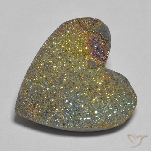 10.02ct Naturel Multicolore Pyrite arc-en-ciel, Cœur, Opaque
