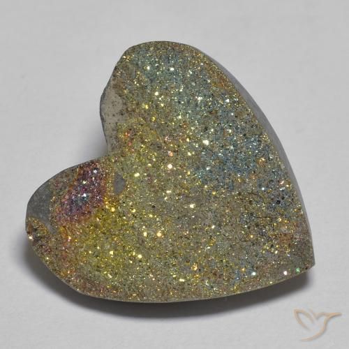 Pyrite arc-en-ciel Multicolore naturelle Cœur, 10.02 ct, Opaque