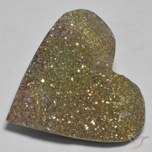 26.42ct Naturel Multicolore Pyrite arc-en-ciel, Cœur, Opaque