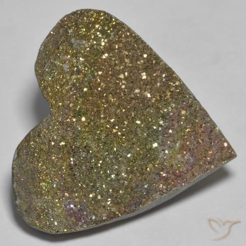 Pyrite arc-en-ciel Multicolore naturelle Cœur, 26.42 ct, Opaque