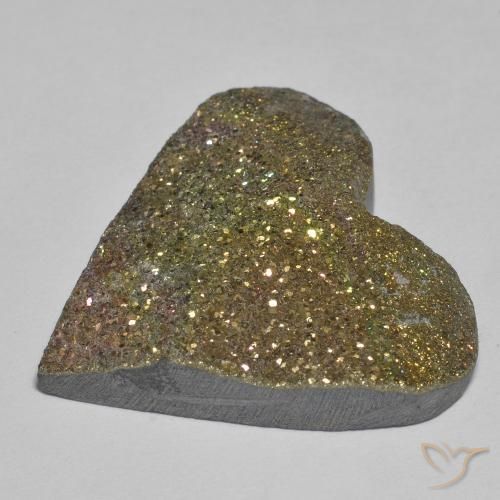 Pyrite arc-en-ciel Multicolore naturelle Cœur, 26.42 ct, Opaque