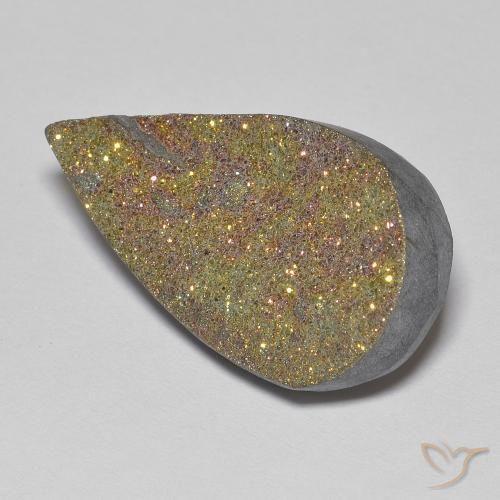 Pyrite arc-en-ciel Multicolore naturelle En forme de poire, 11.21 ct, Opaque