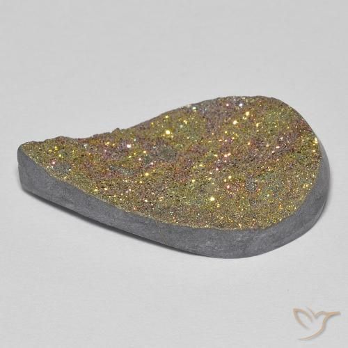 Pyrite arc-en-ciel Multicolore naturelle En forme de poire, 11.21 ct, Opaque