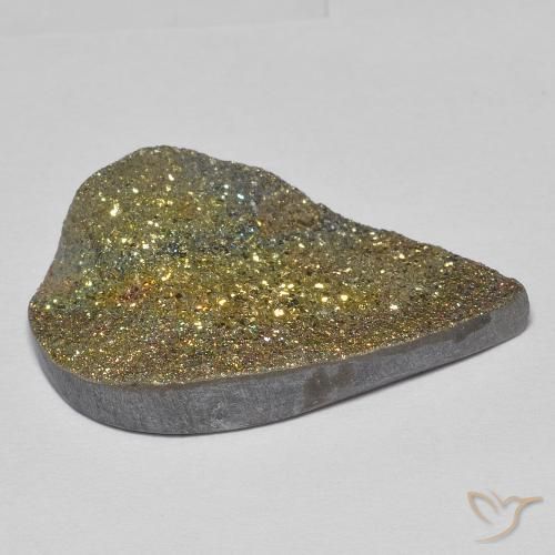 Pyrite arc-en-ciel Multicolore naturelle En forme de poire, 13.19 ct, Opaque