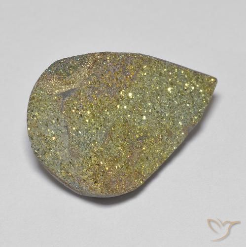 Pyrite arc-en-ciel Multicolore naturelle En forme de poire, 10.42 ct, Opaque