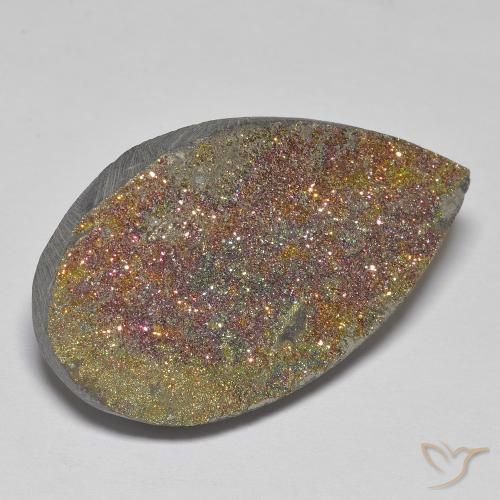 Pyrite arc-en-ciel Multicolore naturelle En forme de poire, 24.25 ct, Opaque