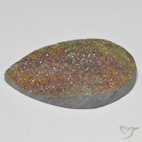 Pyrite arc-en-ciel Multicolore naturelle En forme de poire, 24.25 ct, Opaque