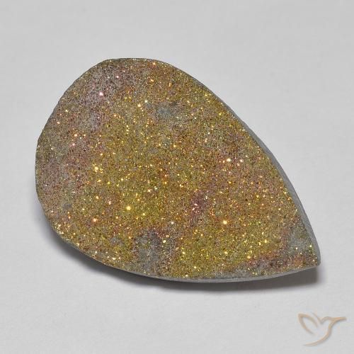Pyrite arc-en-ciel Multicolore naturelle En forme de poire, 13.57 ct, Opaque