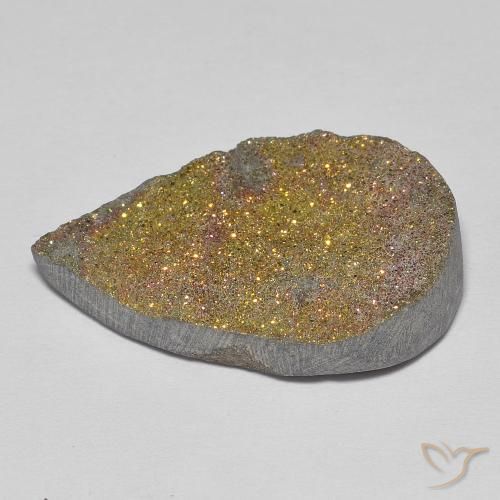 Pyrite arc-en-ciel Multicolore naturelle En forme de poire, 13.57 ct, Opaque