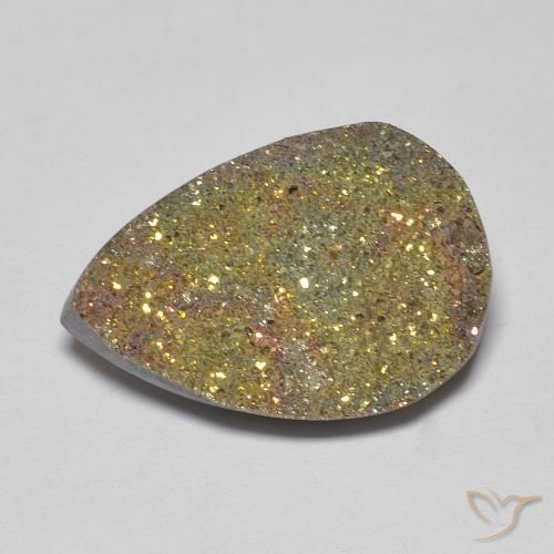 8.05ct Naturel Multicolore Pyrite arc-en-ciel, En forme de poire, Opaque