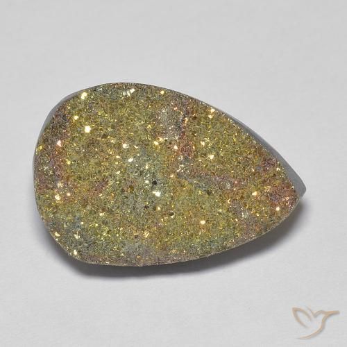 Pyrite arc-en-ciel Multicolore naturelle En forme de poire, 8.05 ct, Opaque