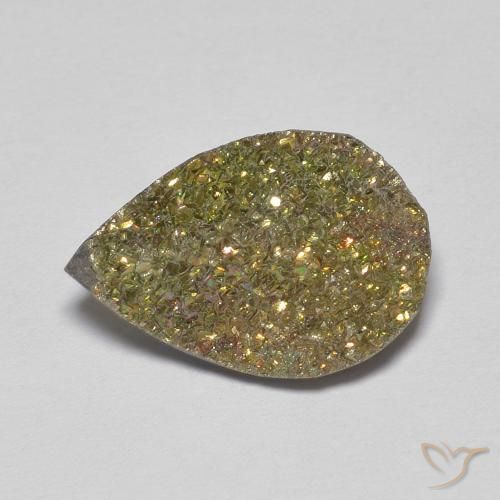 Pyrite arc-en-ciel Multicolore naturelle En forme de poire, 4.77 ct, Opaque
