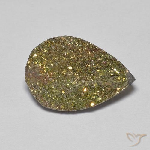Pyrite arc-en-ciel Multicolore naturelle En forme de poire, 4.77 ct, Opaque