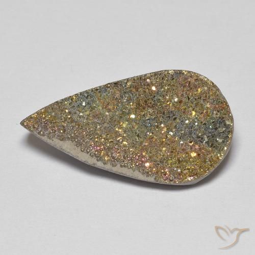 8.68ct Naturel Multicolore Pyrite arc-en-ciel, En forme de poire, Opaque