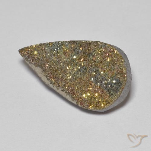 Pyrite arc-en-ciel Multicolore naturelle En forme de poire, 8.68 ct, Opaque