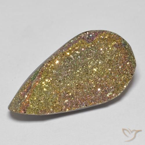 Pyrite arc-en-ciel Multicolore naturelle En forme de poire, 12.27 ct, Opaque