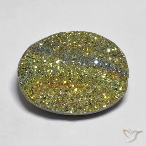 Pyrite arc-en-ciel Multicolore naturelle ovale, 12.55 ct, Opaque