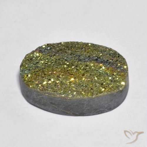 Pyrite arc-en-ciel Multicolore naturelle ovale, 12.55 ct, Opaque