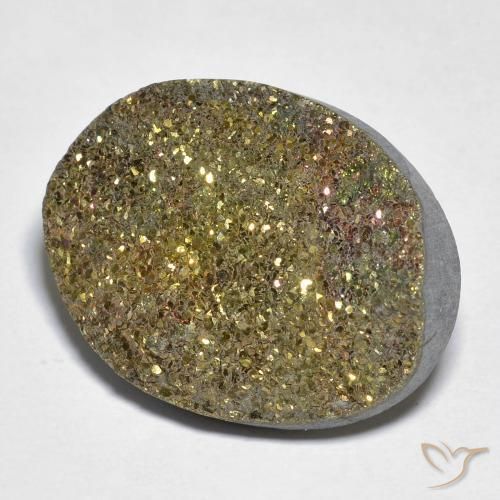 Pyrite arc-en-ciel Multicolore naturelle ovale, 19.53 ct, Opaque